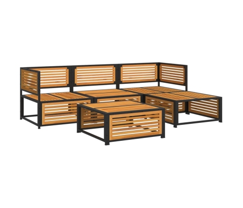 Set de sofás de jardín con cojines 5 pzas madera maciza acacia