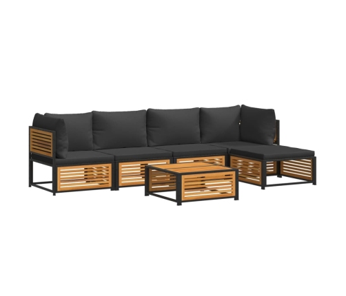 Set de sofás de jardín con cojines 6 pzas madera maciza acacia