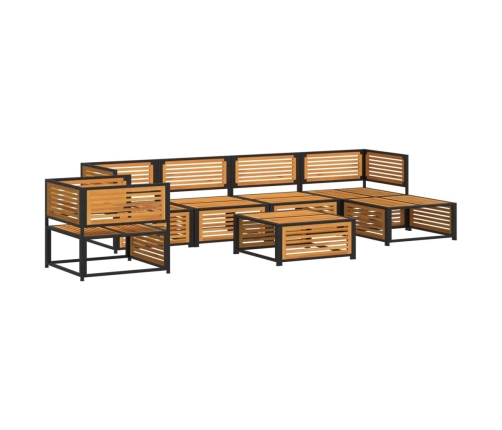 Set de sofás de jardín con cojines 7 pzas madera maciza acacia
