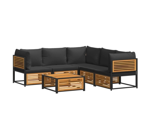 Set de sofás de jardín con cojines 6 pzas madera maciza acacia