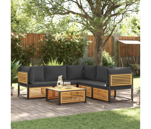 Set de sofás de jardín con cojines 6 pzas madera maciza acacia