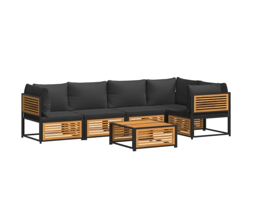 Set de sofás de jardín con cojines 6 pzas madera maciza acacia
