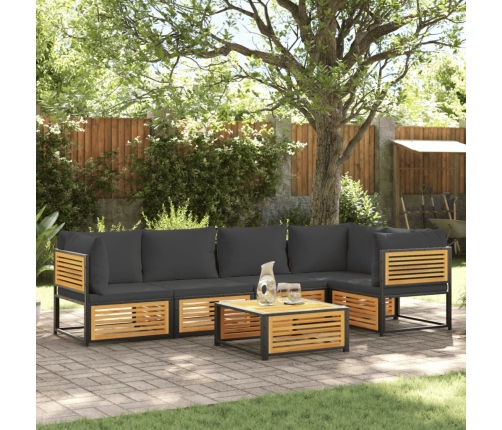 Set de sofás de jardín con cojines 6 pzas madera maciza acacia