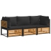 Set de sofás de jardín con cojines 3 pzas madera maciza acacia