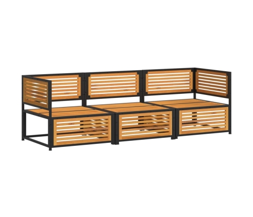Set de sofás de jardín con cojines 3 pzas madera maciza acacia
