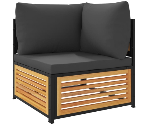 Set de sofás de jardín con cojines 3 pzas madera maciza acacia