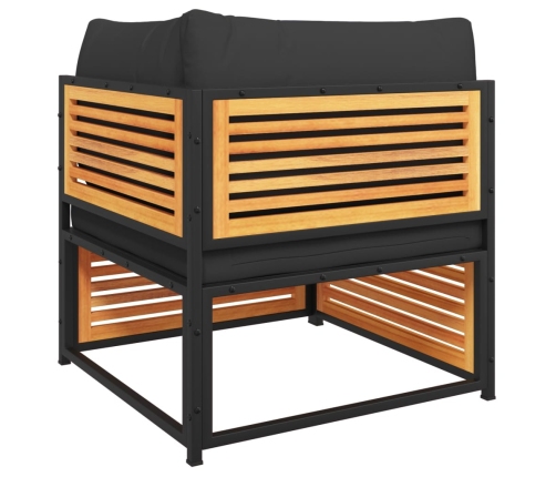 Set de sofás de jardín con cojines 3 pzas madera maciza acacia
