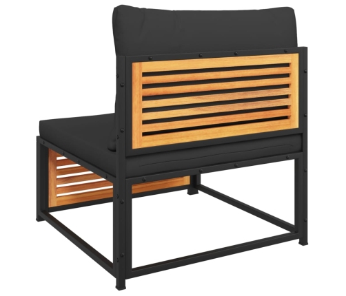 Set de sofás de jardín con cojines 3 pzas madera maciza acacia