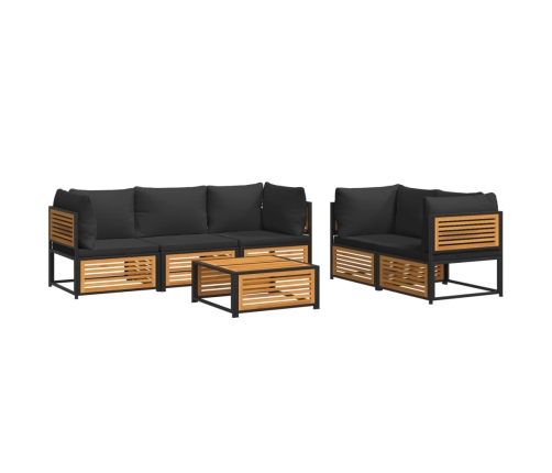 Set de sofás de jardín con cojines 6 pzas madera maciza acacia