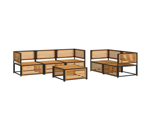 Set de sofás de jardín con cojines 6 pzas madera maciza acacia