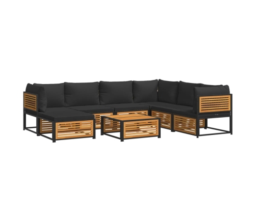 Set de sofás de jardín con cojines 8 pzas madera maciza acacia