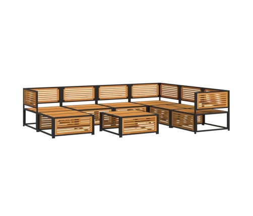 Set de sofás de jardín con cojines 8 pzas madera maciza acacia