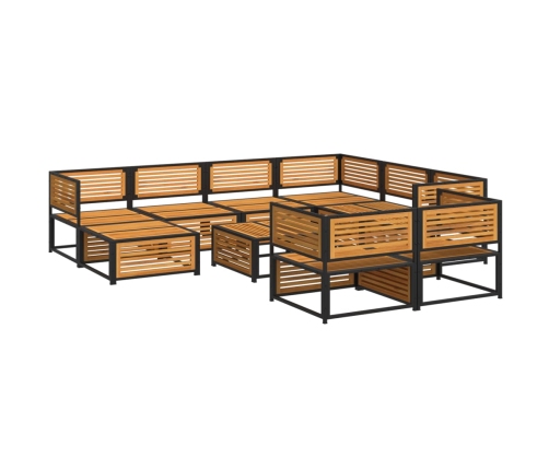 Set de sofás de jardín con cojines 10 pzas madera maciza acacia