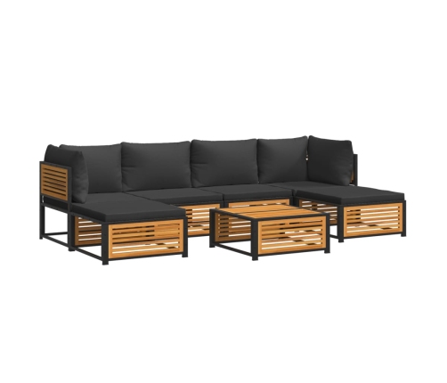 Set de sofás de jardín con cojines 7 pzas madera maciza acacia
