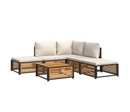 Set de sofás de jardín con cojines 6 pzas madera maciza acacia
