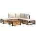 Set de sofás de jardín con cojines 6 pzas madera maciza acacia