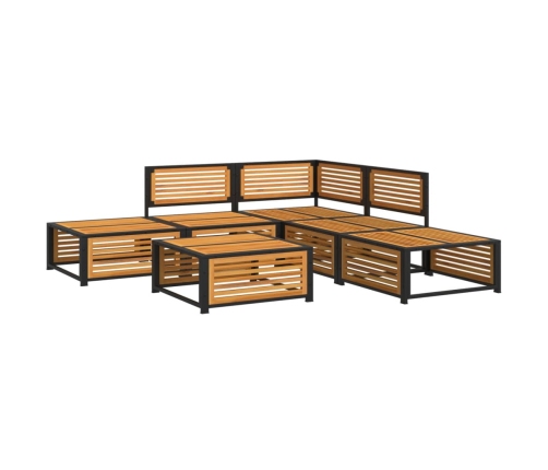 Set de sofás de jardín con cojines 6 pzas madera maciza acacia