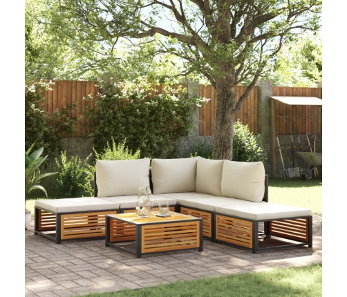 Set de sofás de jardín con cojines 6 pzas madera maciza acacia