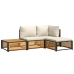 Set sofás de jardín con cojines 4 pzas madera maciza de acacia