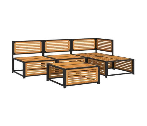 Set de sofás de jardín con cojines 5 pzas madera maciza acacia