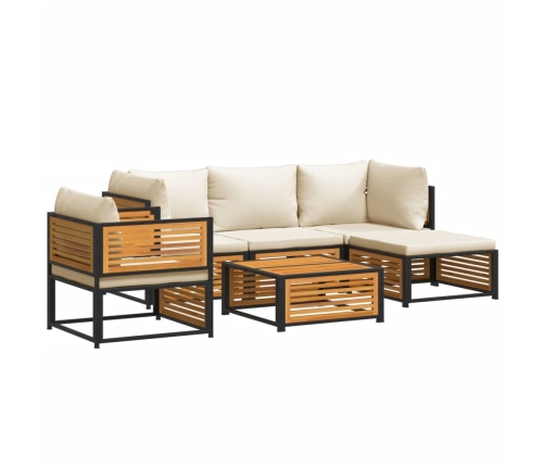 Set de sofás de jardín con cojines 6 pzas madera maciza acacia