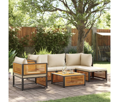 Set de sofás de jardín con cojines 6 pzas madera maciza acacia