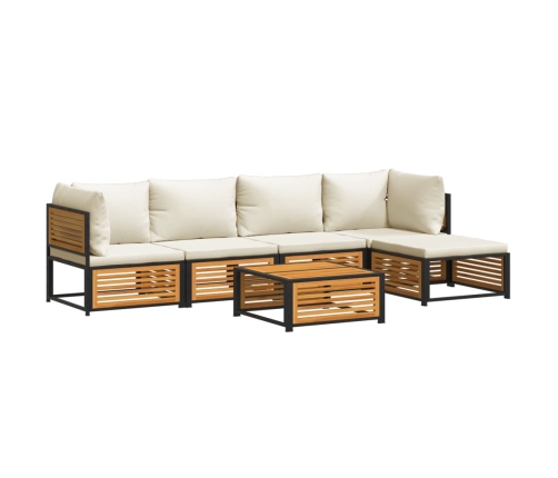 Set de sofás de jardín con cojines 6 pzas madera maciza acacia