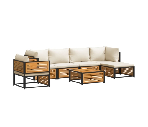 Set de sofás de jardín con cojines 7 pzas madera maciza acacia