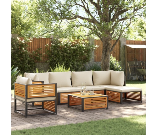 Set de sofás de jardín con cojines 7 pzas madera maciza acacia