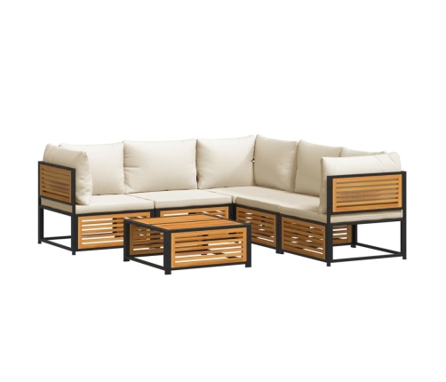 Set de sofás de jardín con cojines 6 pzas madera maciza acacia