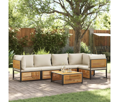 Set de sofás de jardín con cojines 6 pzas madera maciza acacia