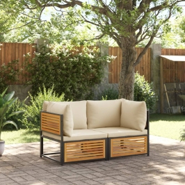 Sofás de jardín 2 pzas con cojines madera maciza acacia
