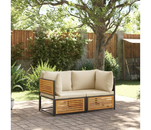 Sofás de jardín 2 pzas con cojines madera maciza acacia