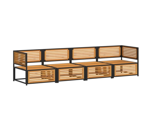 Set sofás de jardín con cojines 4 pzas madera maciza de acacia