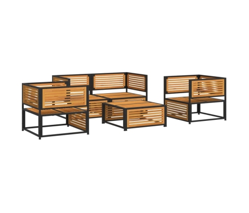 Set de sofás de jardín con cojines 5 pzas madera maciza acacia