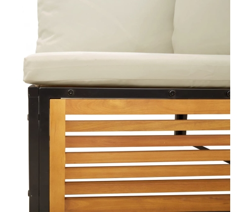 Set de sofás de jardín con cojines 5 pzas madera maciza acacia
