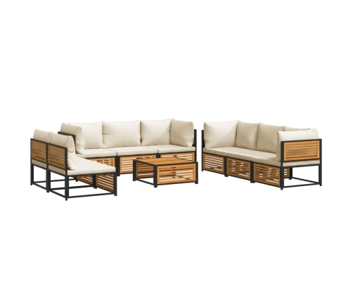 Set de sofás de jardín con cojines 9 pzas madera maciza acacia