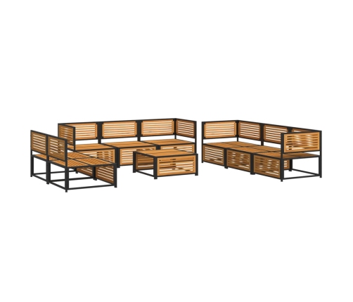 Set de sofás de jardín con cojines 9 pzas madera maciza acacia