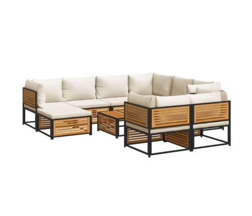 Set de sofás de jardín con cojines 10 pzas madera maciza acacia