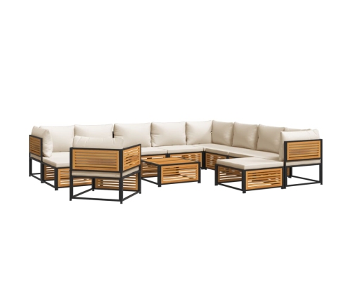 Set de sofás de jardín con cojines 12 pzas madera maciza acacia