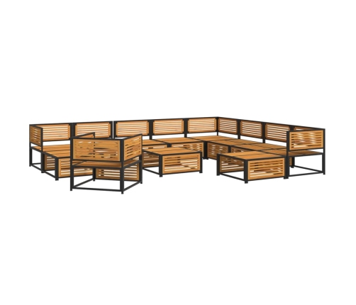 Set de sofás de jardín con cojines 12 pzas madera maciza acacia