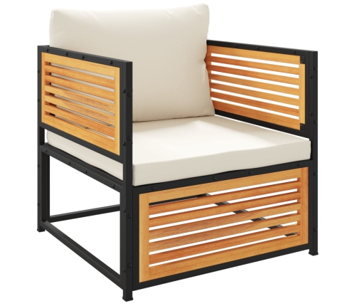 Set de sofás de jardín con cojines 12 pzas madera maciza acacia