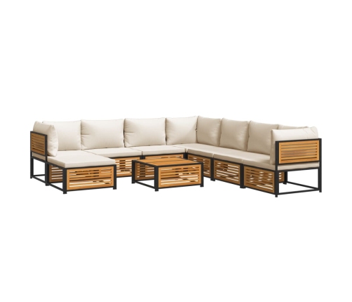 Set de sofás de jardín con cojines 9 pzas madera maciza acacia