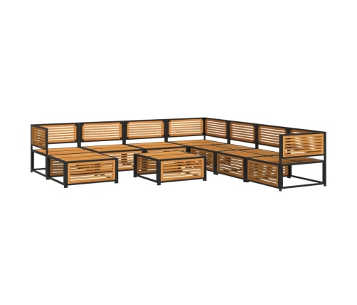 Set de sofás de jardín con cojines 9 pzas madera maciza acacia