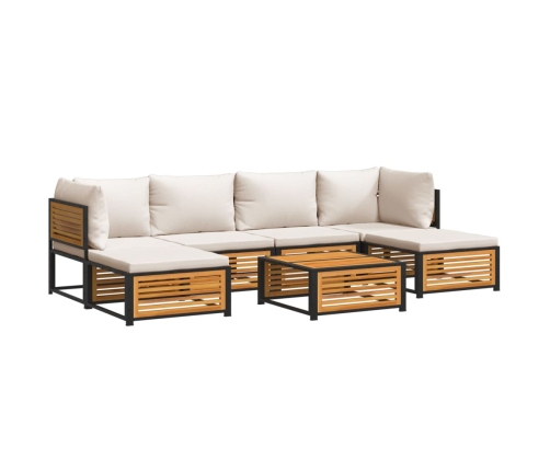 Set de sofás de jardín con cojines 7 pzas madera maciza acacia