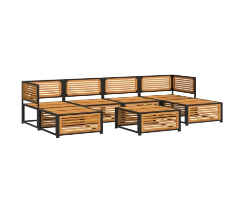 Set de sofás de jardín con cojines 7 pzas madera maciza acacia