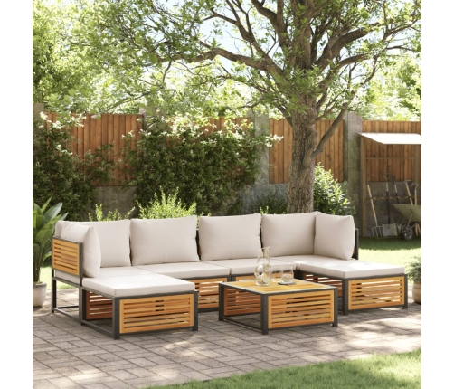 Set de sofás de jardín con cojines 7 pzas madera maciza acacia