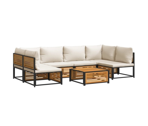 Set de sofás de jardín con cojines 7 pzas madera maciza acacia