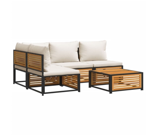 Set de sofás de jardín con cojines 5 pzas madera maciza acacia