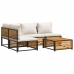 Set de sofás de jardín con cojines 5 pzas madera maciza acacia